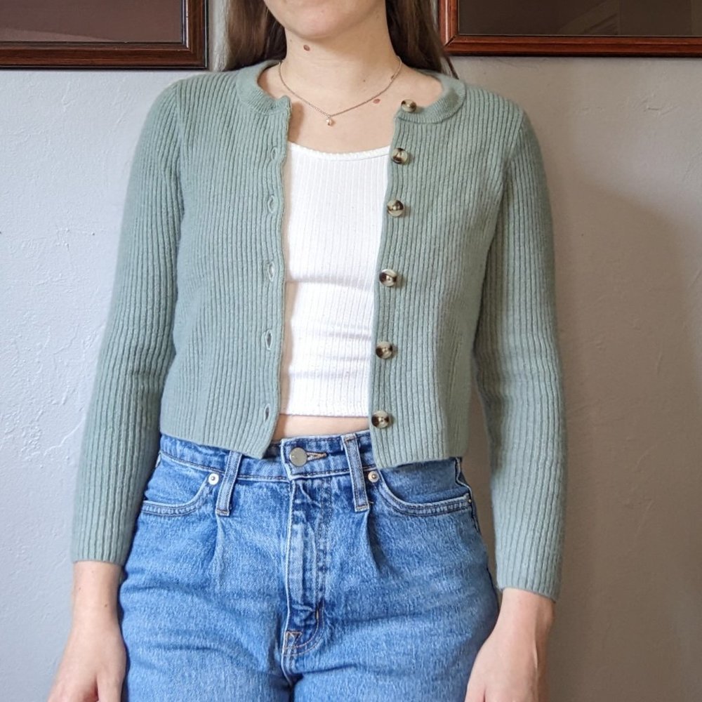 Madewell Sage Green Cashmere Cardigan